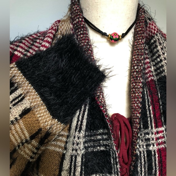 Anthropologie Oliver by Escio Maroon Plaid Open NWT Cardigan Size XL - Picture 6 of 9